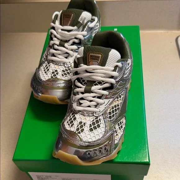 Bottega Veneta Olive Orbit Metallic Sneakers - Picture 4 of 7